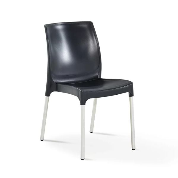 Torre Antrasit Plastik Alüminyum Ayaklı Bahçe Sandalyesi