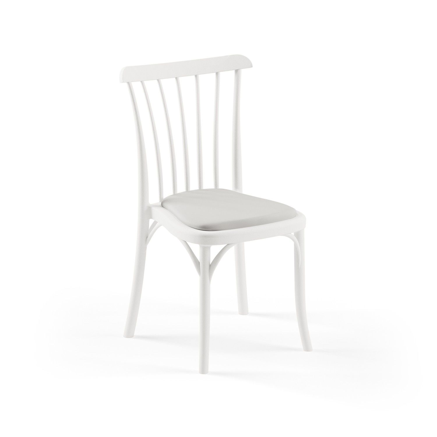 Beyaz Pedli Hafif Yemek Sandalyesi Monoblok İstiflenir