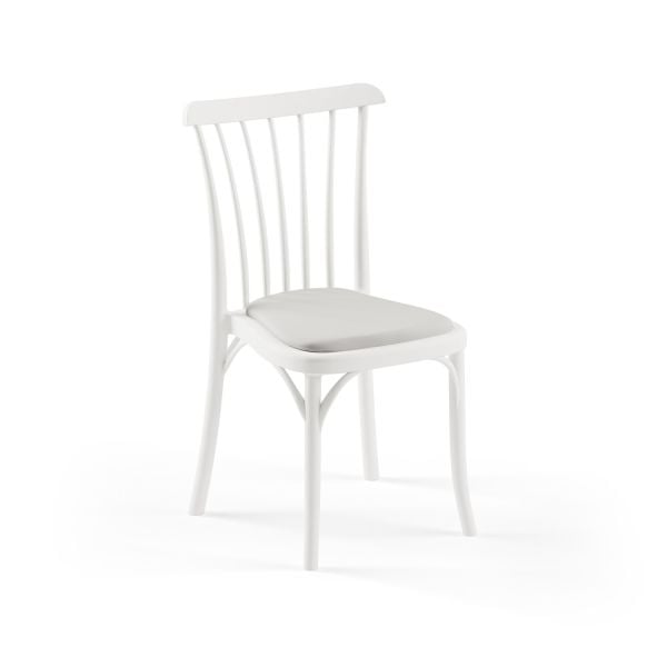 Beyaz Pedli Hafif Yemek Sandalyesi Monoblok İstiflenir