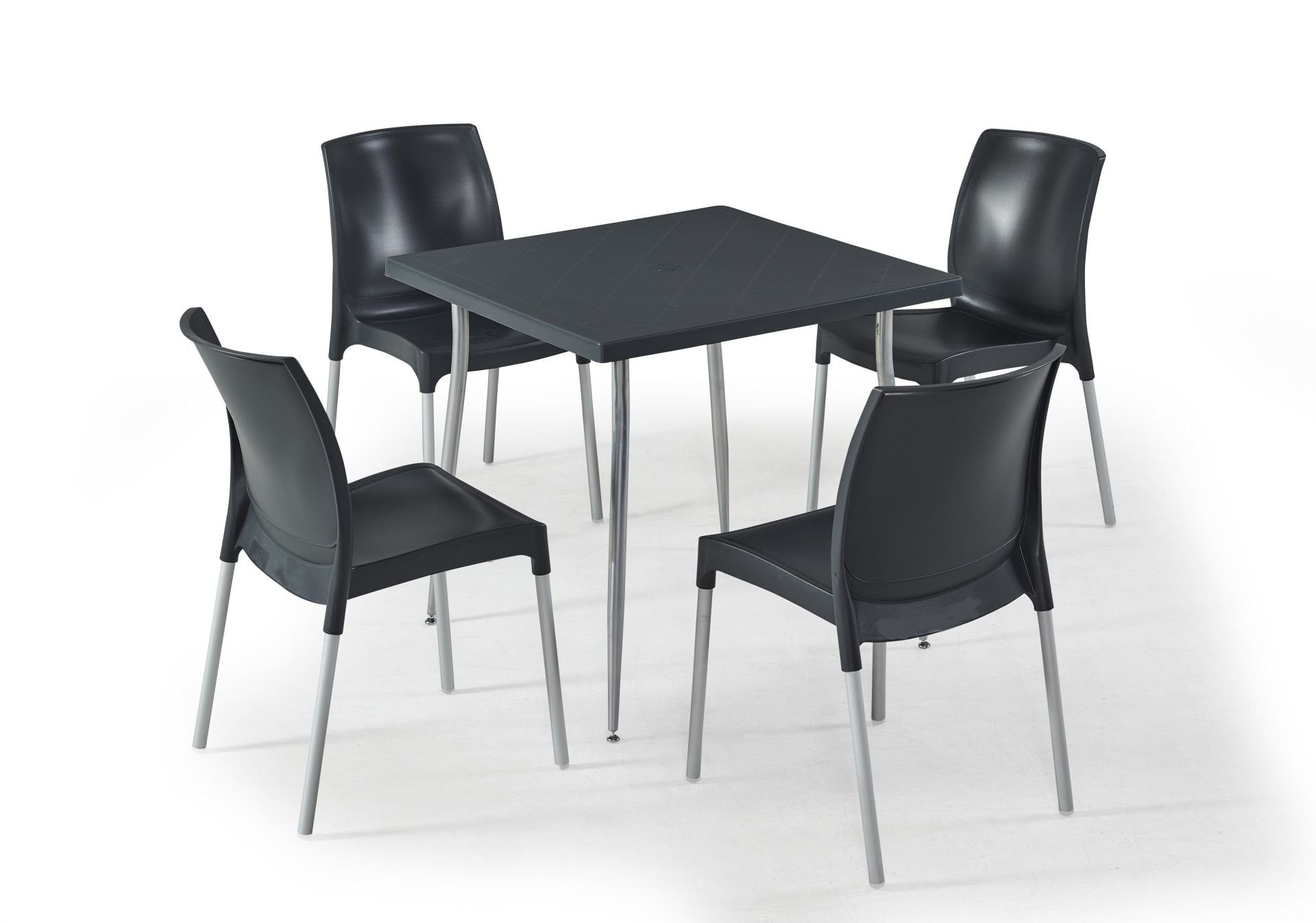 Antrasit 4 Kişilik Bahçe Masa Sandalye Takımı 80x80