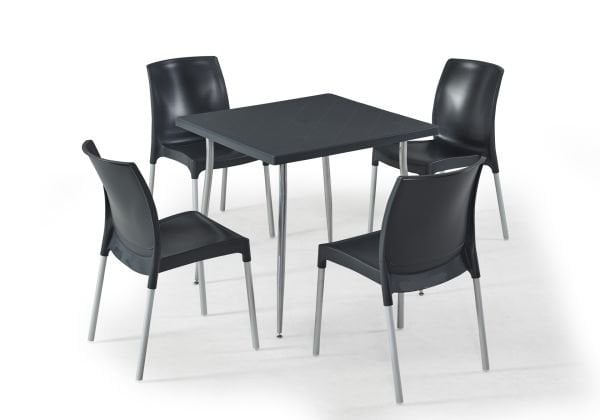 Antrasit 4 Kişilik Bahçe Masa Sandalye Takımı 80x80