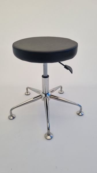 Pulsar Amortisörlü Tekerleksiz Siyah Deri Tabure