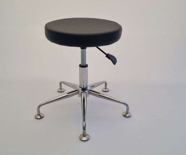 Pulsar Amortisörlü Tekerleksiz Siyah Deri Tabure