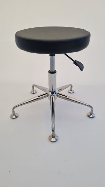 Pulsar Amortisörlü Tekerleksiz Siyah Deri Tabure