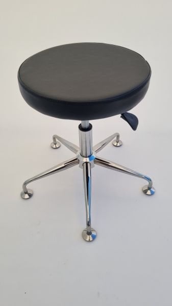 Pulsar Amortisörlü Tekerleksiz Siyah Deri Tabure