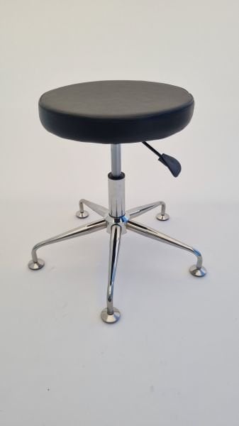 Pulsar Amortisörlü Tekerleksiz Siyah Deri Tabure