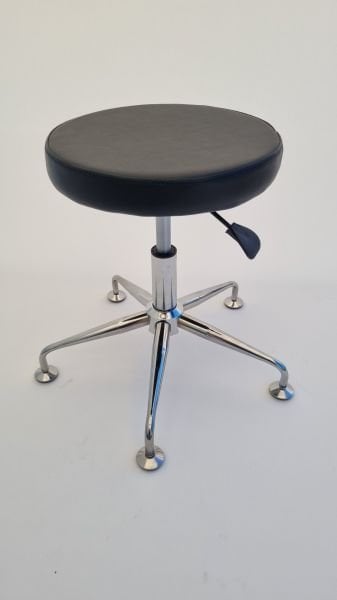 Pulsar Amortisörlü Tekerleksiz Siyah Deri Tabure