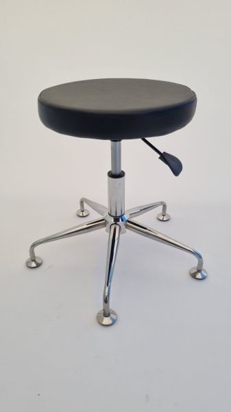 Pulsar Amortisörlü Tekerleksiz Siyah Deri Tabure