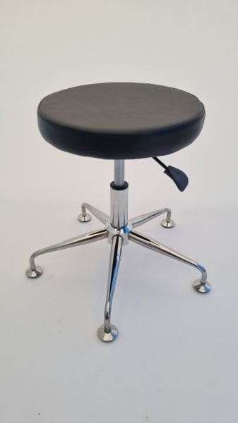 Pulsar Amortisörlü Tekerleksiz Siyah Deri Tabure