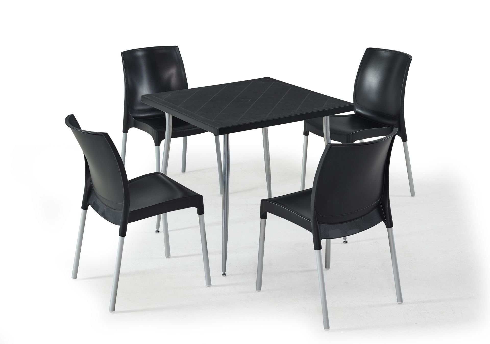 Siyah 4 Kişilik Bahçe Masa Sandalye Takımı 80x80