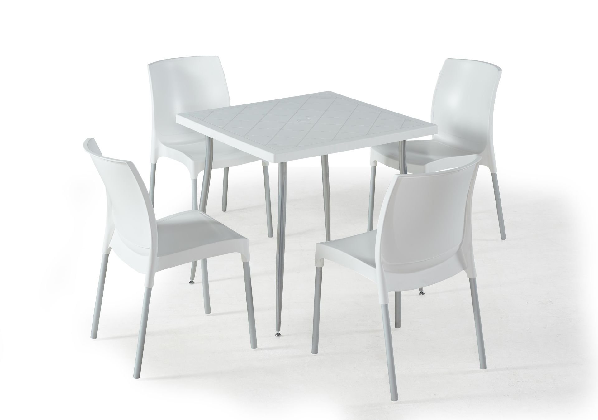 Beyaz Bahçe Masa Sandalye Seti 4 Kişilik 80x80 cm