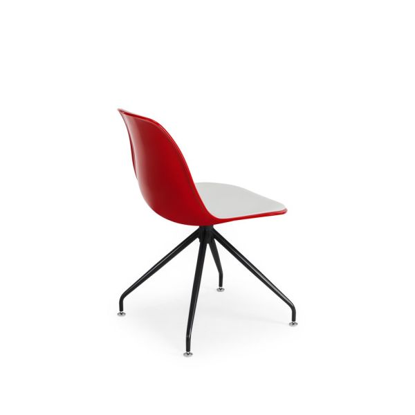 Plastik Oturak Metal Siyah Sağa Sola Döner Ayaklı Çift Renk Kırmızı Beyaz Ofis Sandalyesi
