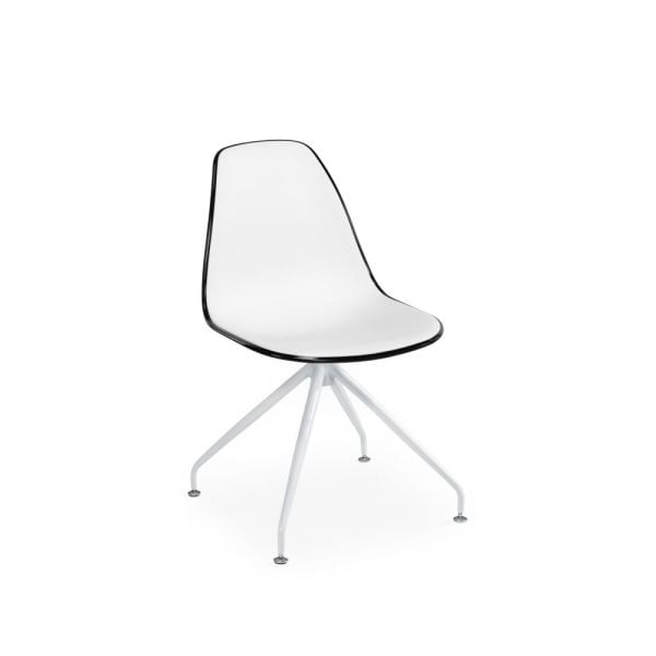 Eos Metal Beyaz Çok Yönlü Ayaklı Siyah Beyaz Tekerleksiz Ofis Sandalyesi
