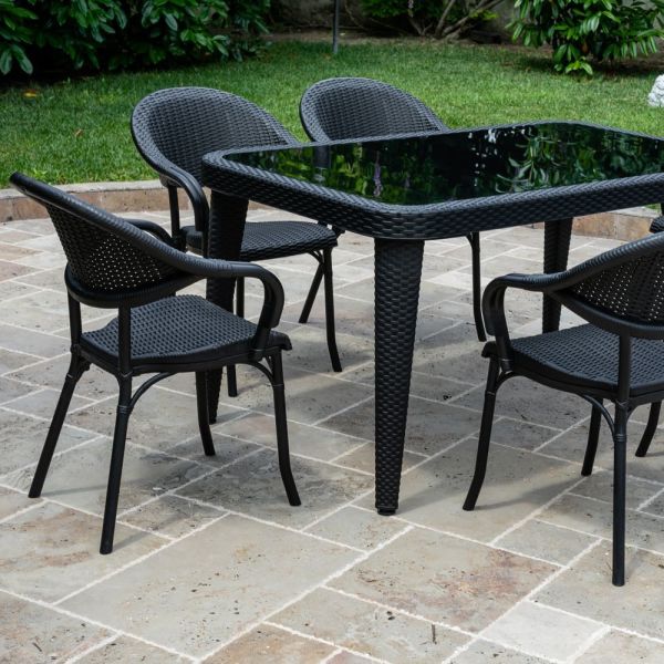 Siyah Rattan Bahçe Masa ve Sandalye Takımı - Dış Mekan Mobilyaları için Ideal Çözüm!