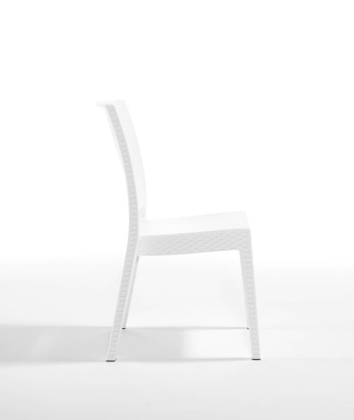 Lunica Beyaz Rattan Desenli Plastik Bahçe Sandalyesi