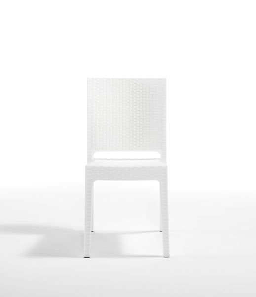 Lunica Beyaz Rattan Desenli Plastik Bahçe Sandalyesi
