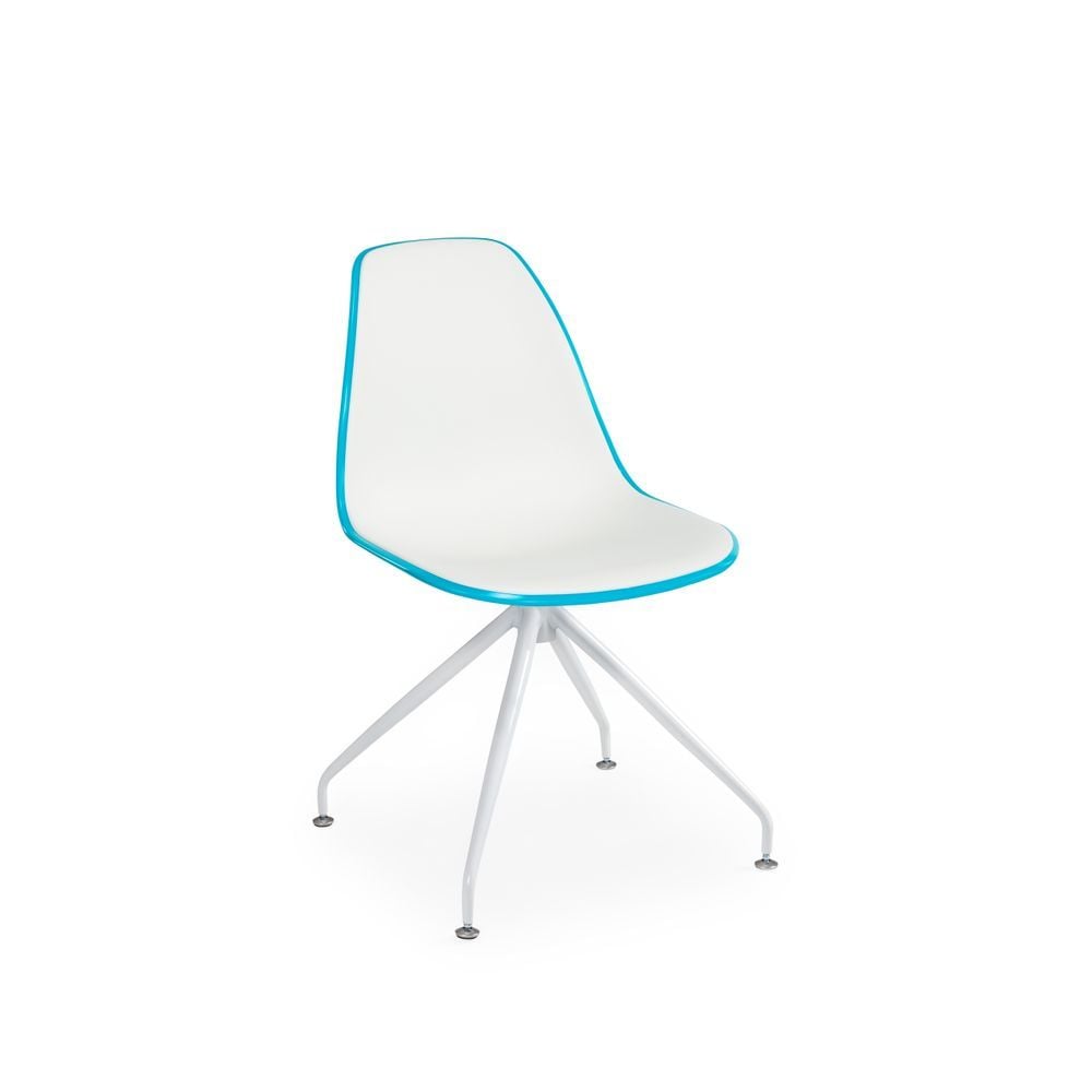 Eos Metal Beyaz Çok Yönlü Ayaklı Turkuaz Mavi Beyaz Tekerleksiz Ofis Sandalye Modelleri