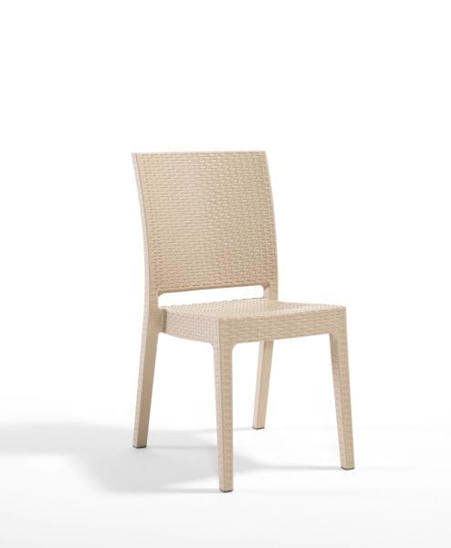 Lunica Cappuccino Rattan Desenli Plastik Bahçe Sandalyesi