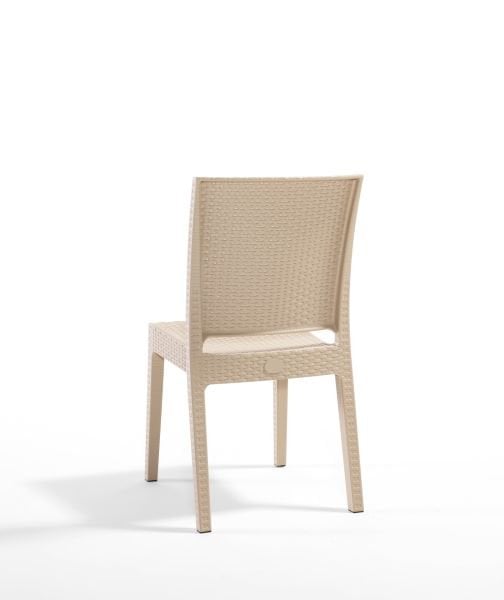 Lunica Cappuccino Rattan Desenli Plastik Bahçe Sandalyesi