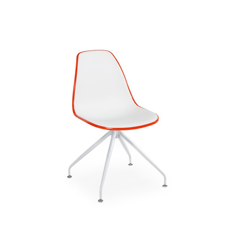 Eos Metal Beyaz Çok Yönlü Ayaklı Portakal Turuncu Beyaz Tekerleksiz Ofis Sandalyesi Modelleri