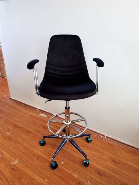 Rose Siyah Kumaş Tekerlekli Yüksek Bar Sandalye Modelleri