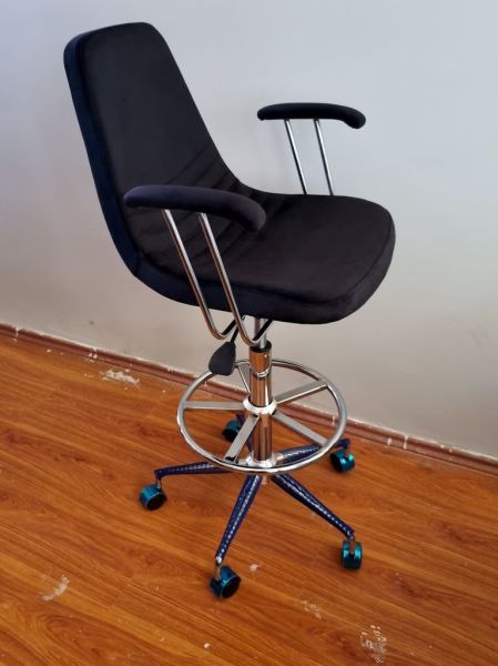 Rose Siyah Kumaş Tekerlekli Yüksek Bar Sandalye Modelleri