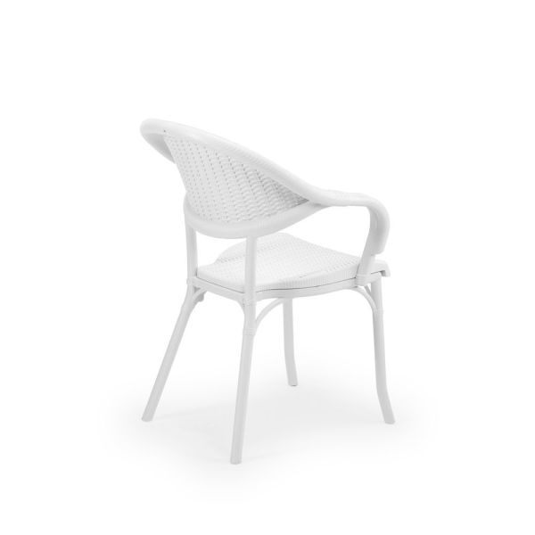 Beyaz Dış Mekan Bahçe Masa Sandalye Takımı - 4 Kişilik, Kare 90x90 cm - Otel, Restoran, Cafe ve Ev Bahçesi İçin Ideal