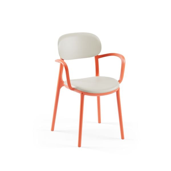 Turuncu-Bej Kollu Plastik Bahçe Ve Mutfak Sandalyesi