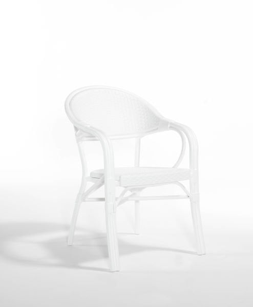 Beyaz Bambu Rattan 6 Kişilik 150x90 Bahçe Masa Sandalye Seti