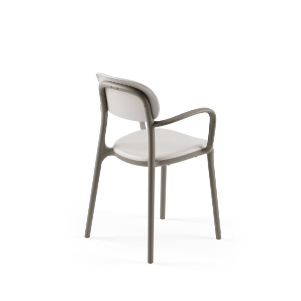 Vizon-Açık Gri Kollu Plastik Bahçe Ve Mutfak Sandalyesi