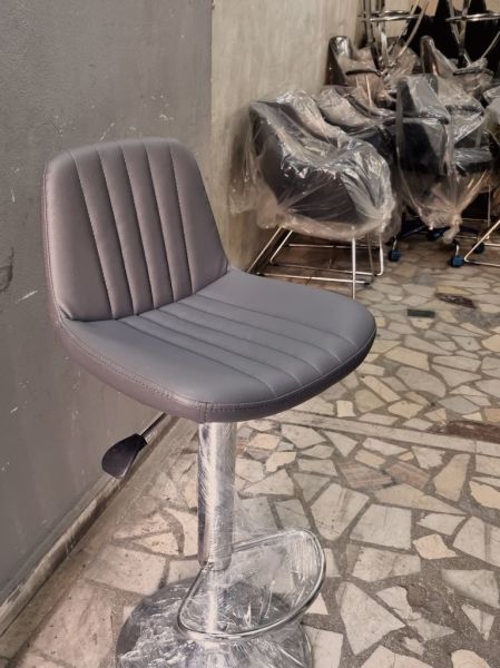 Gri Deri Amortisörlü Mutfak Bar Tabure Modelleri