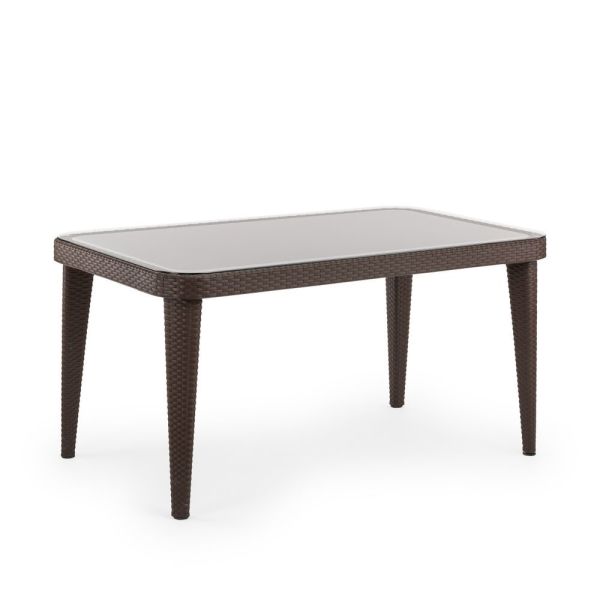 Venge Rattan Plastik Bahçe Masa ve Sandalye Takımı - 6 Kişilik, 150x90 cm