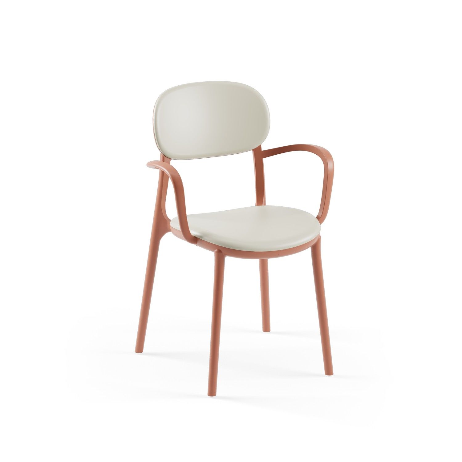 Terrakota-Bej Kollu İç Ve Dış Mekan Bahçe Sandalyesi