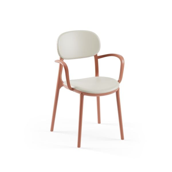 Terrakota-Bej Kollu İç Ve Dış Mekan Bahçe Sandalyesi