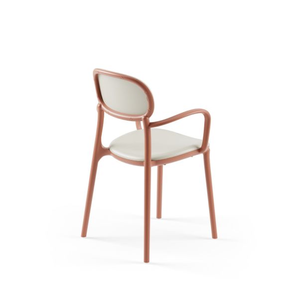 Terrakota-Bej Kollu İç Ve Dış Mekan Bahçe Sandalyesi