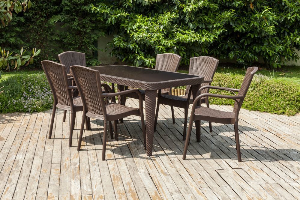 Venge Rattan Plastik 6 Kişilik 150x90.cm Dış Mekan Bahçe Masa Sandalye Takımı