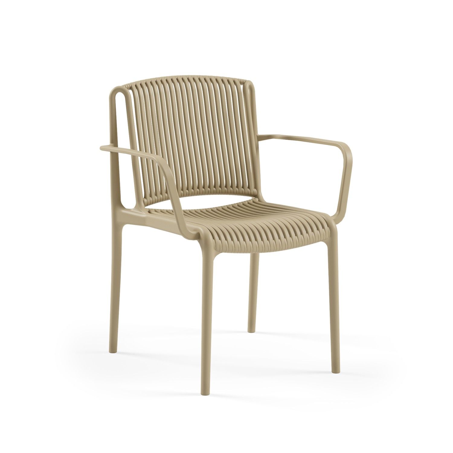 Kum Beji Kollu İstiflenebilir Dış Mekan Bahçe Sandalyesi