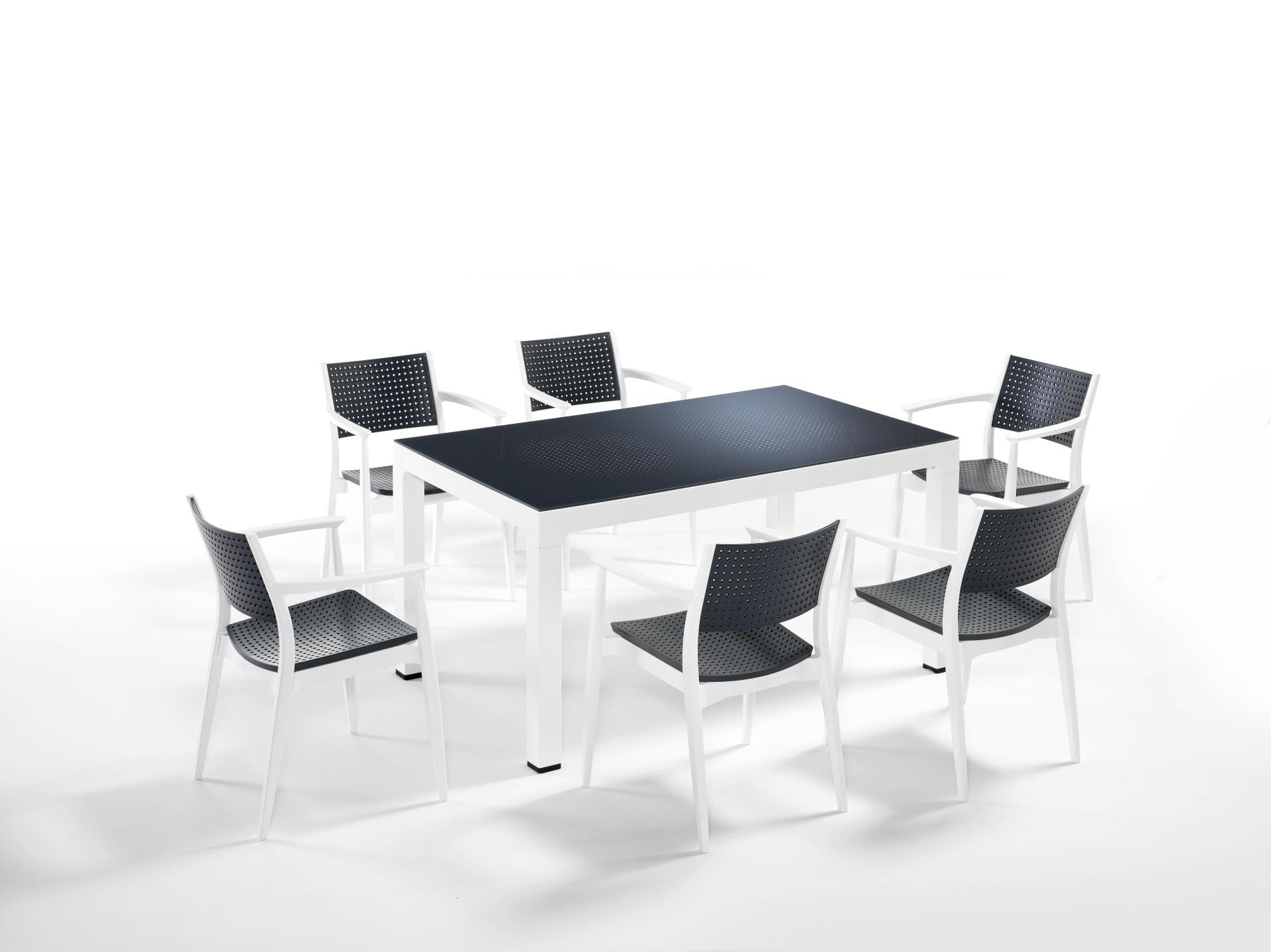 Beyaz Antrasit 6 Kişilik Dış Mekan Bahçe Masa Sandalye Takım