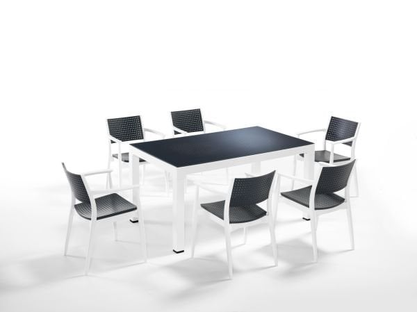 Beyaz Antrasit 6 Kişilik Dış Mekan Bahçe Masa Sandalye Takım