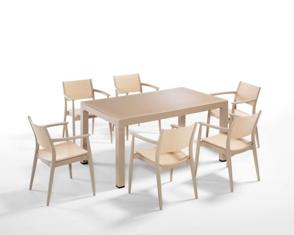 Cappucino Fil Dişi 6 Kişilik 90x150 Dış Mekan Bahçe Seti