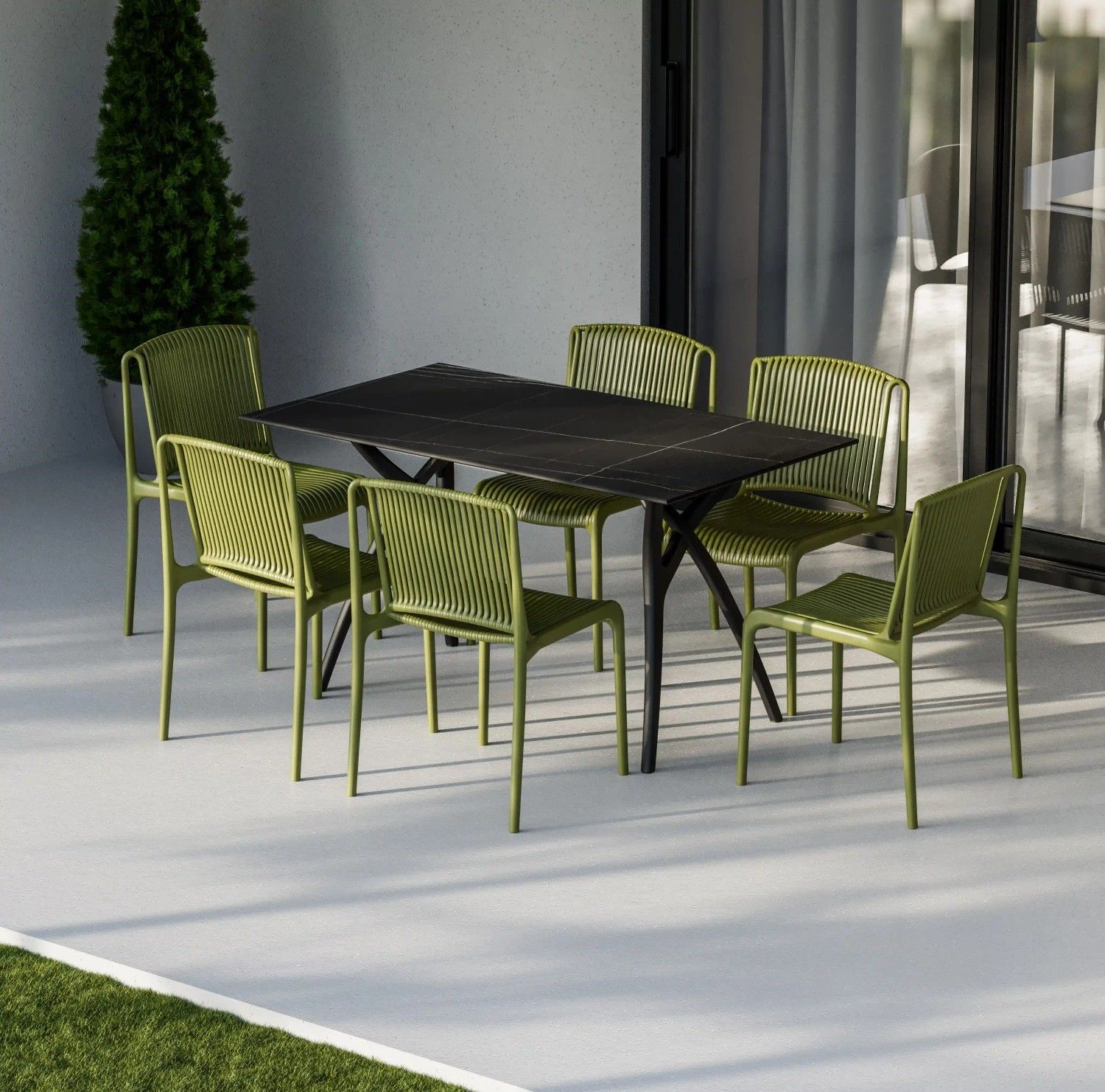 Dış Mekan Bahçe Masa Sandalye Takımı 6 Kişilik 80x140