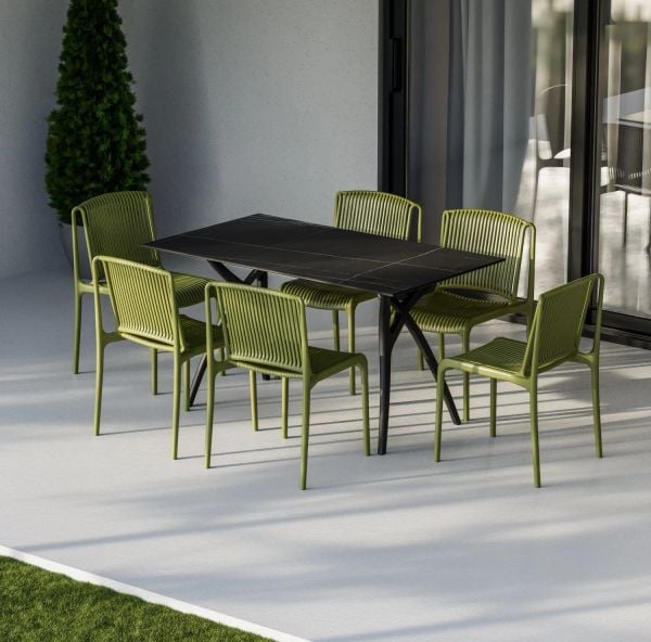 Dış Mekan Bahçe Masa Sandalye Takımı 6 Kişilik 80x140