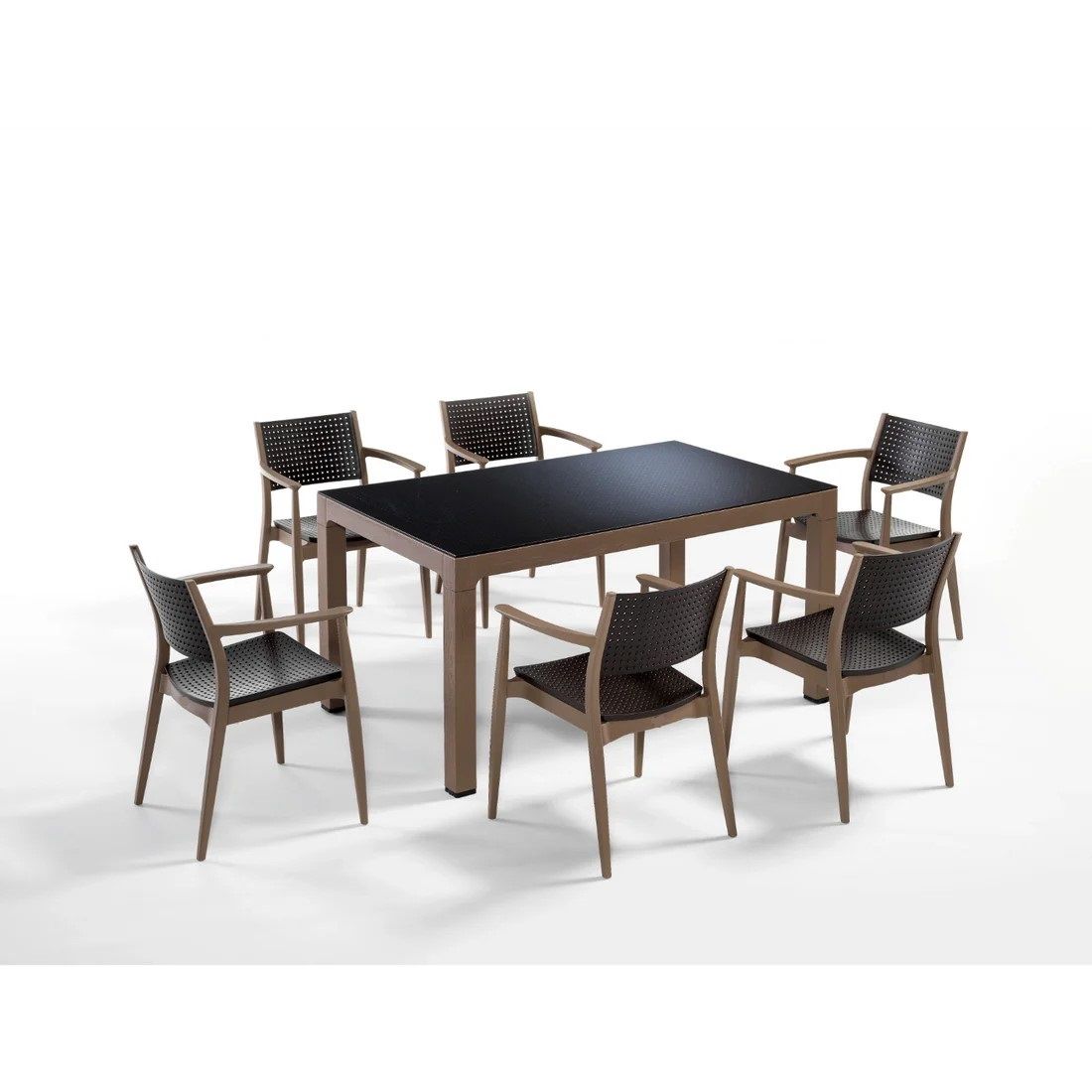 Çöl Kahve Kahverengi 6 Kişilik 90x150 Bahçe Masa Seti