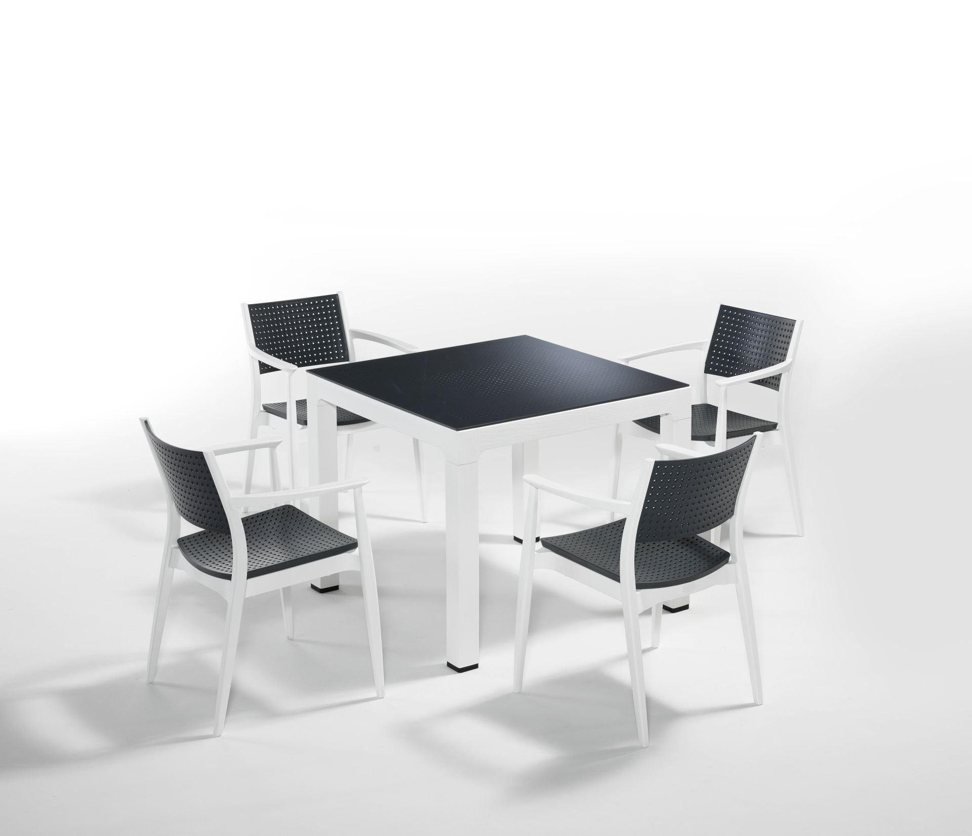 Beyaz Antrasit 4 Kişilik 90x90 Bahçe Masa Sandalye Takımı