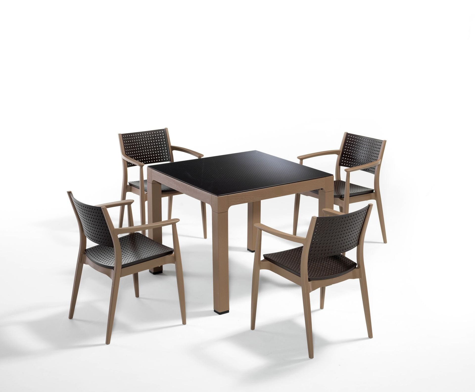 Çöl Kahve Kahverengi 90x90 4 Kişilik Bahçe Masa Takımı