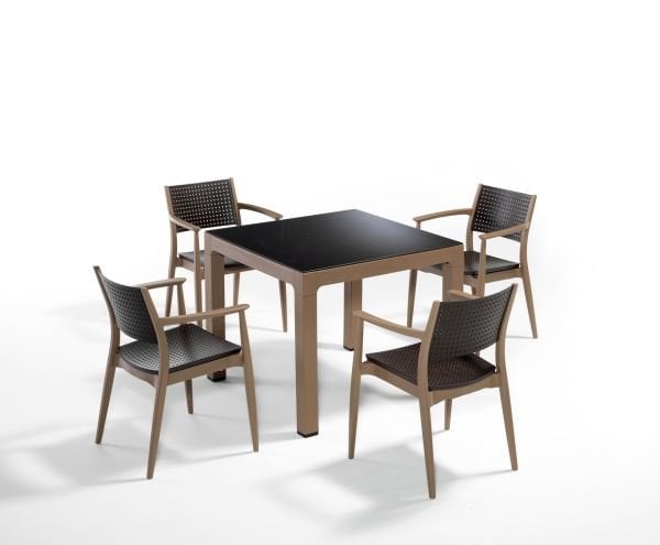 Çöl Kahve Kahverengi 90x90 4 Kişilik Bahçe Masa Takımı
