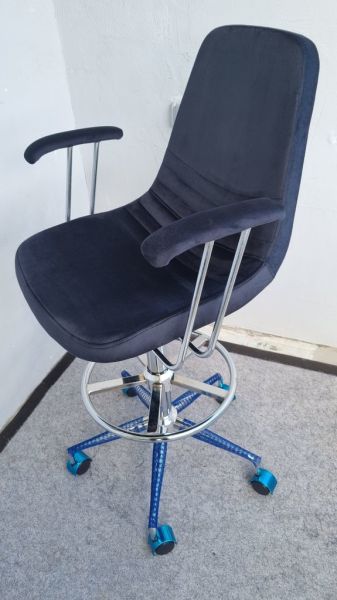 Rose Siyah Kumaş Tekerlekli Bar Sandalyesi