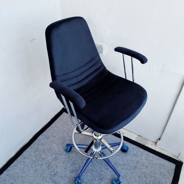 Rose Siyah Kumaş Tekerlekli Bar Sandalyesi