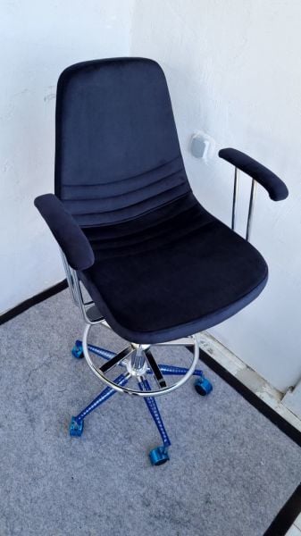 Rose Siyah Kumaş Tekerlekli Bar Sandalyesi