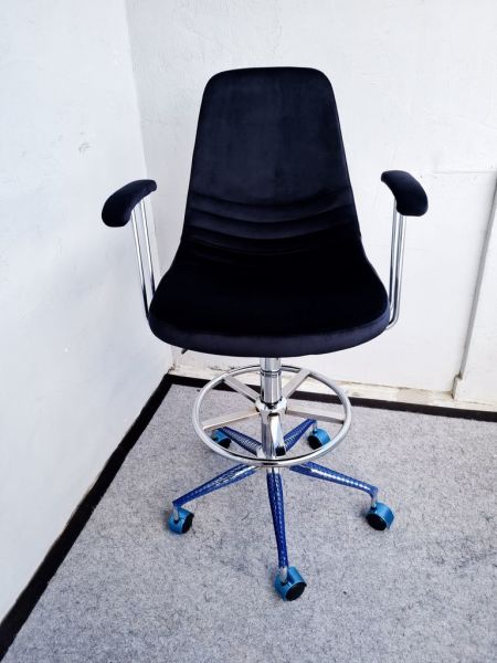 Rose Siyah Kumaş Tekerlekli Bar Sandalyesi